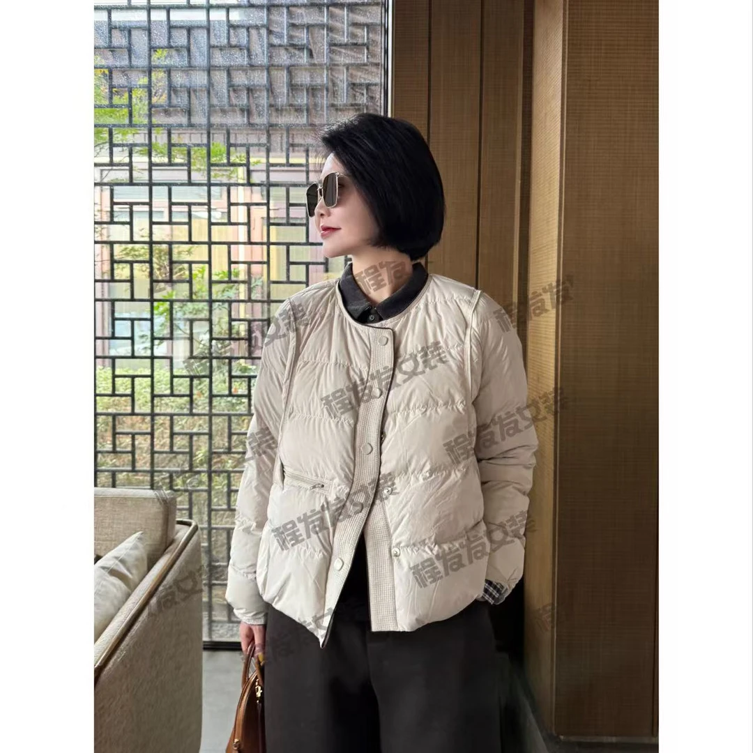 【程发发】（尘圆）轻薄圆领S门襟羽绒服 F1653