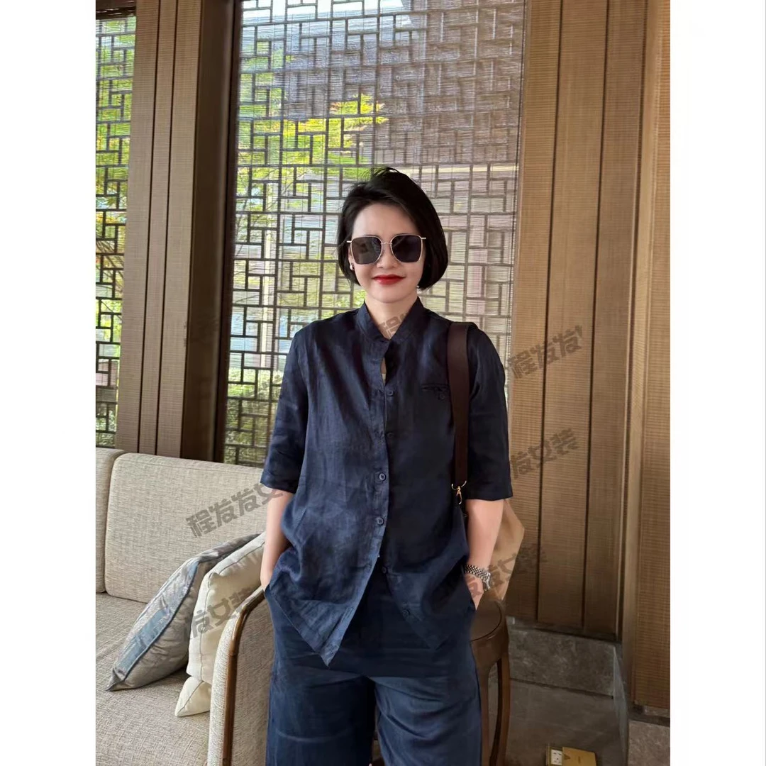 【程发发】（尘圆）套装时尚百搭夏季休闲薄款亚麻套装F1374