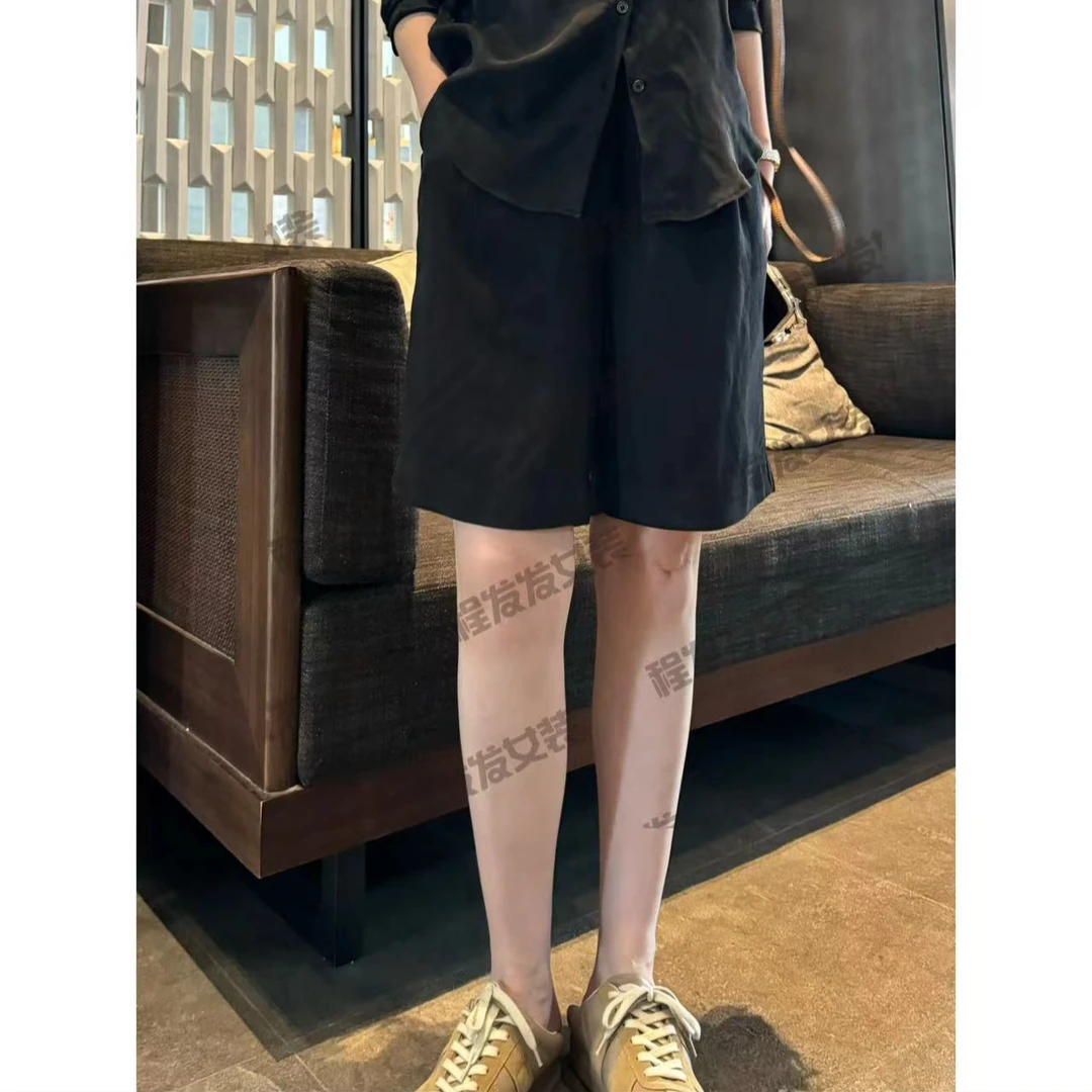【程发发】（尘圆）宽松显瘦亚麻五分短裤F1437