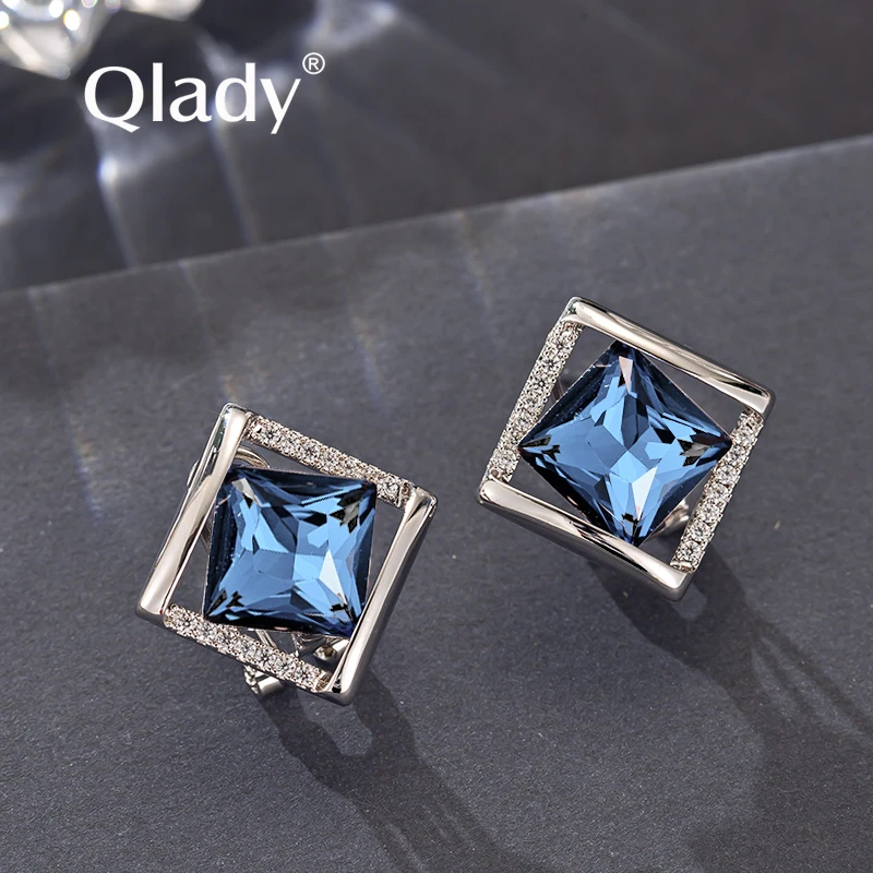 qlady 合成锆石耳饰 个性款耳环2022年火爆款耳钉推荐小众饰品女