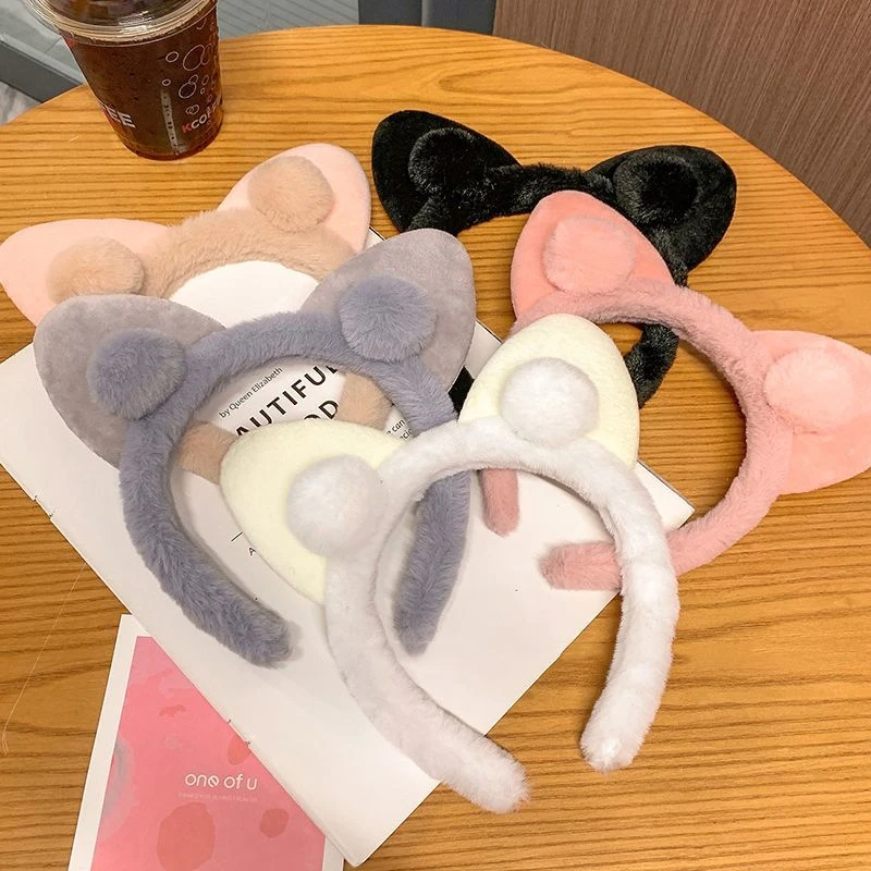 可爱兔子卡通毛绒洗脸发箍 秋冬发饰百搭防滑超萌头饰新款蝴蝶结