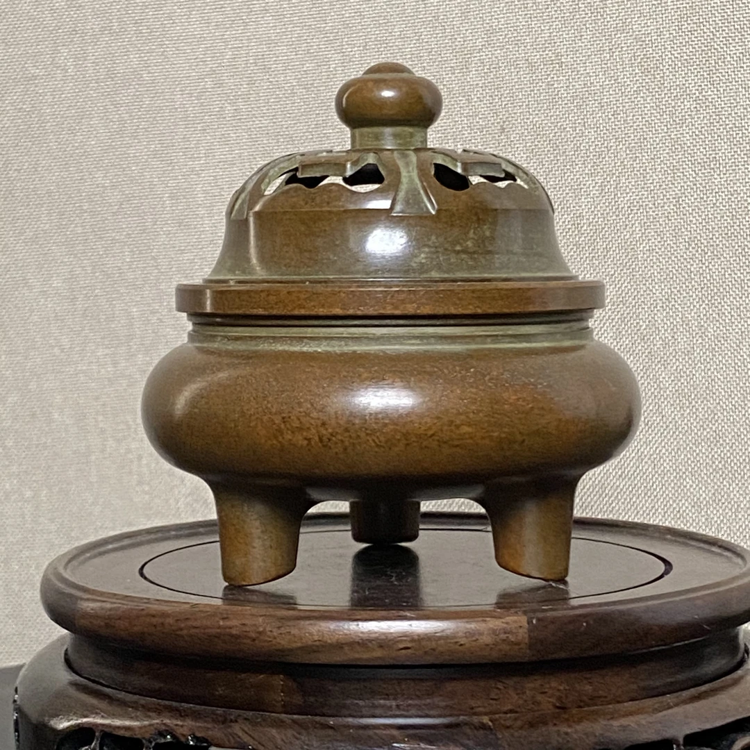 纯铜仿古苏工精工鬲式三足炉熏香炉宣德炉