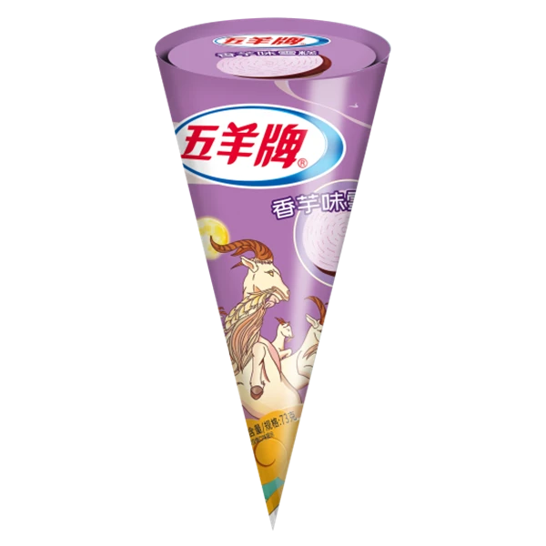 五羊牌香芋味甜筒雪糕冰淇淋73g/支