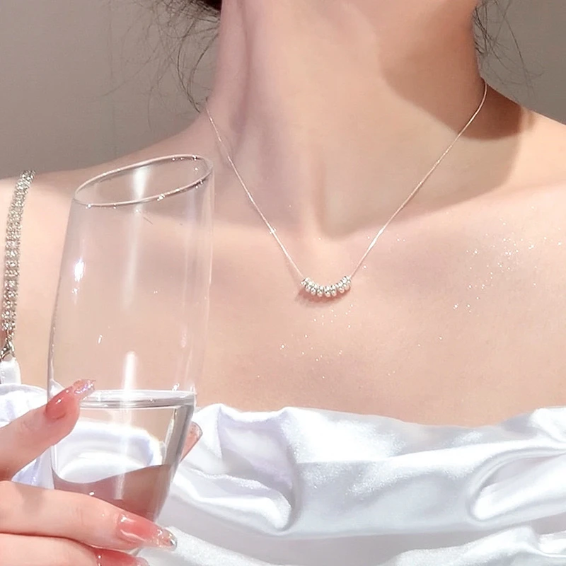 铜项链 s925银项链女小珠子串珠项链轻奢小众锁骨链女高级感颈链