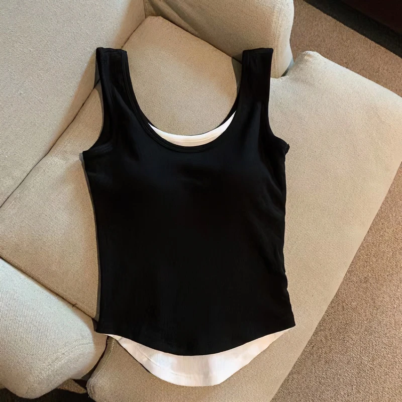 吊带背心上衣美背内搭外穿女款夏季性感新款黑色罗纹面料舒适百搭