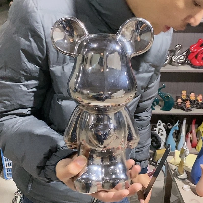 【闪购商品】陶瓷摆件电镀银爱心熊