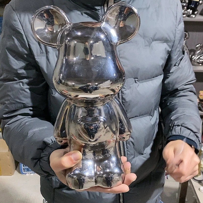 【闪购商品】陶瓷摆件电镀银爱心熊