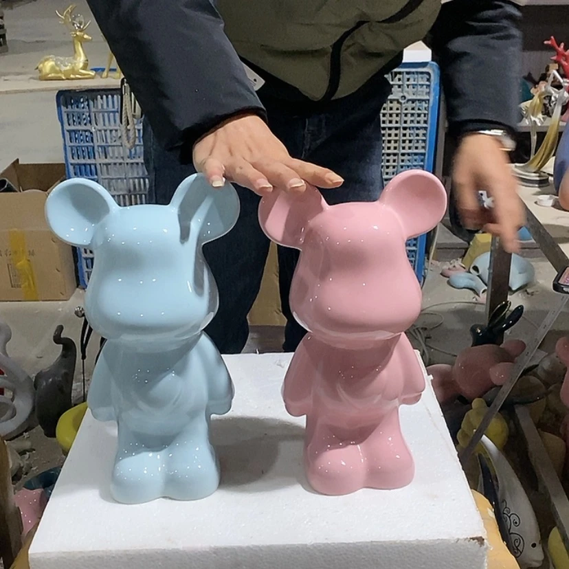 【闪购商品】陶瓷摆件粉和蓝爱心熊