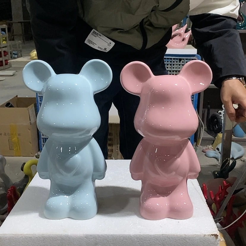 【闪购商品】陶瓷摆件粉和蓝爱心熊