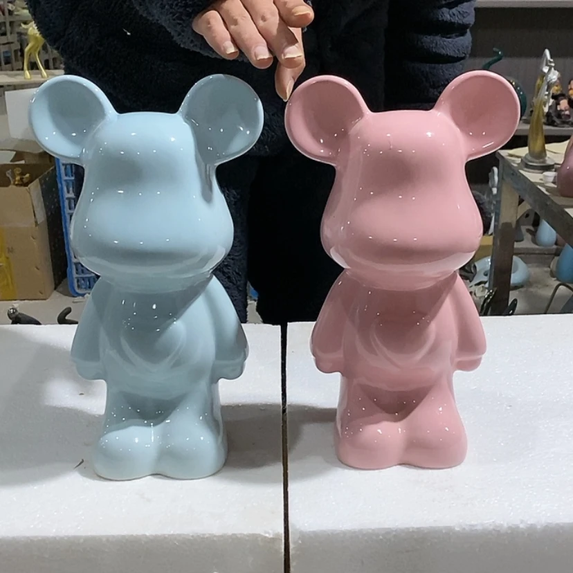 【闪购商品】陶瓷摆件粉色和蓝色爱心熊