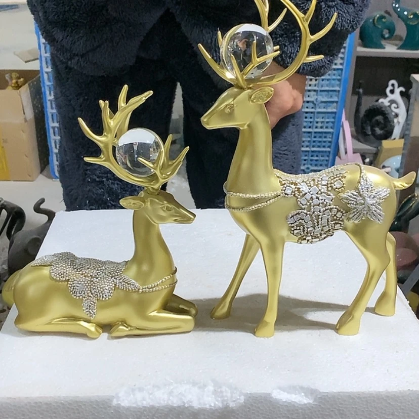 【闪购商品】密胺摆件金色梅花鹿