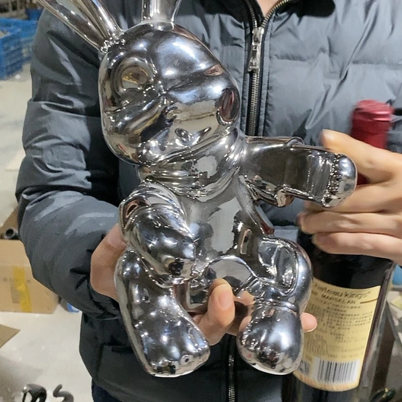 【闪购商品】陶瓷摆件电镀银爱心熊