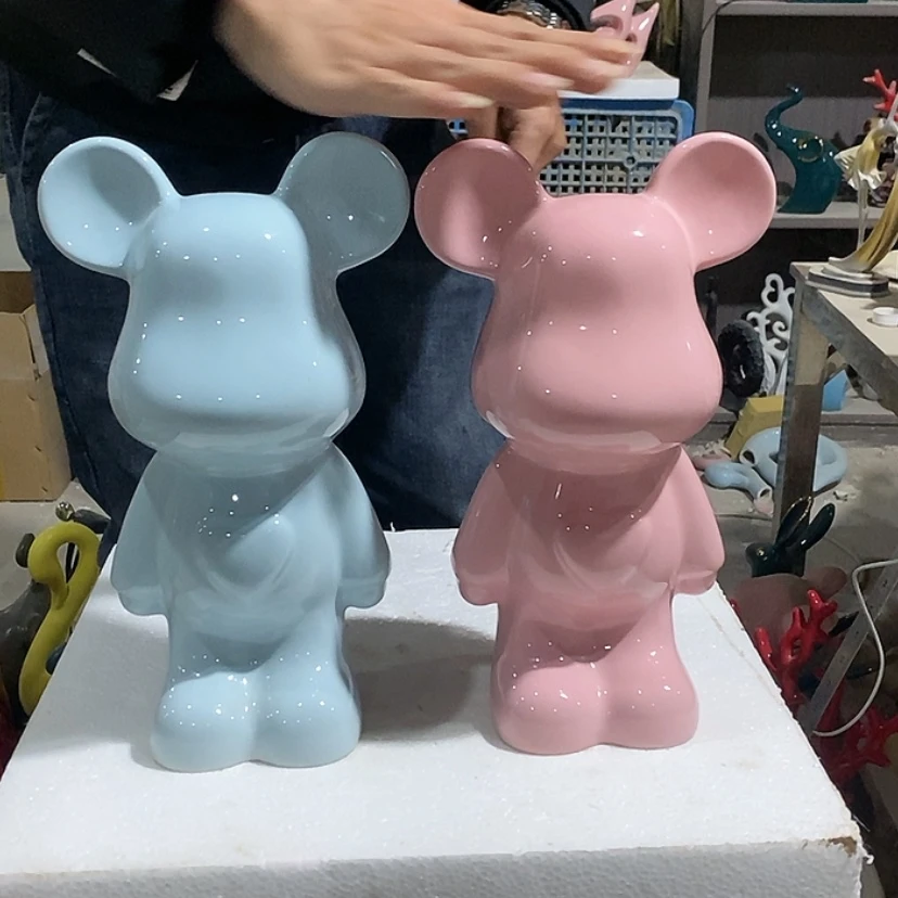 【闪购商品】陶瓷摆件粉和蓝爱心熊