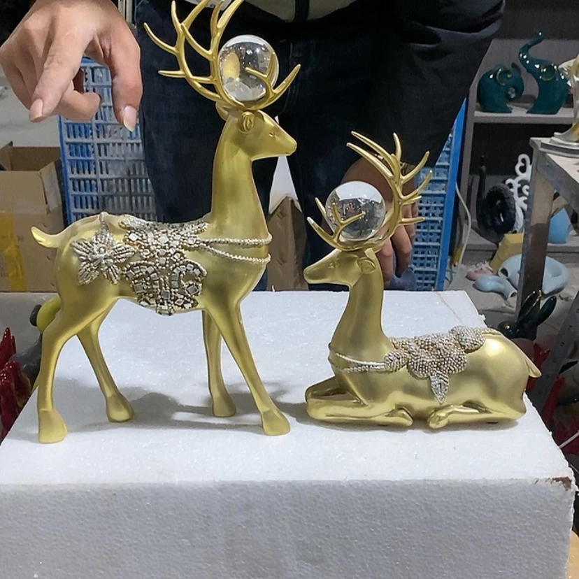 【闪购商品】密胺摆件金色梅花鹿