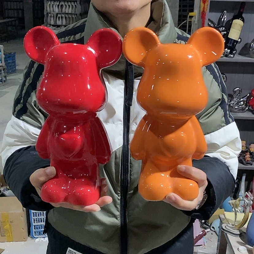 【闪购商品】陶瓷摆件红色和橙色爱心熊