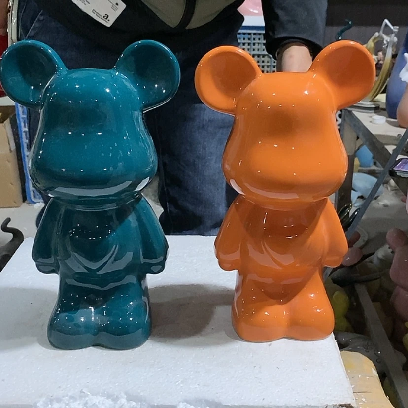 【闪购商品】陶瓷摆件绿和橙爱心熊