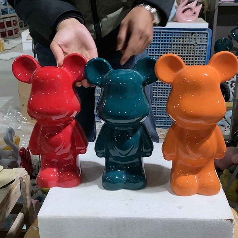 【闪购商品】陶瓷摆件橙，绿，红爱心熊3个