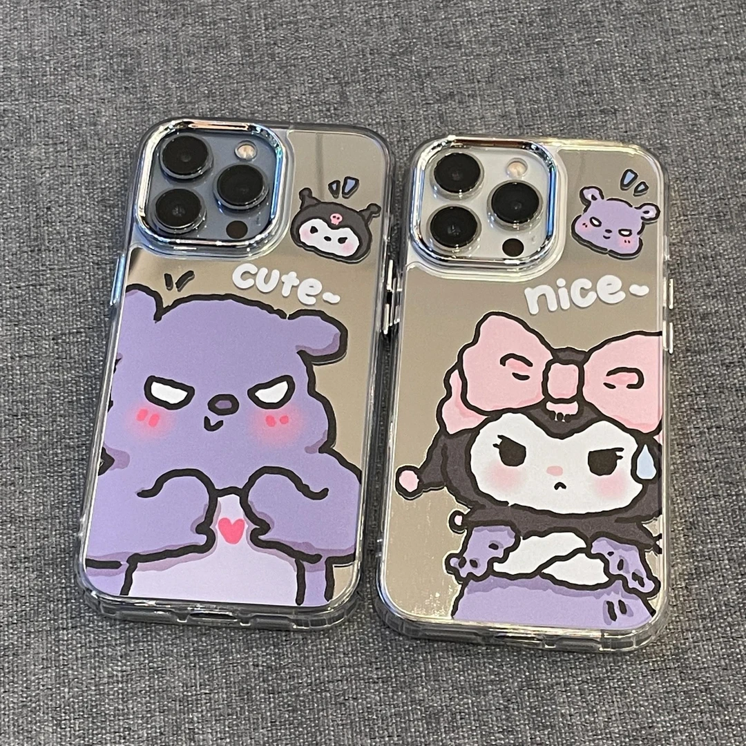适配iPhone15pro手机壳创意卡通15promax可爱镜面情侣男女手机壳