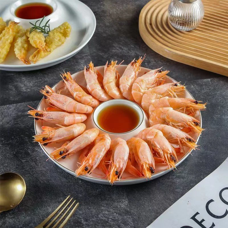 陶瓷纯白饺子盘子带醋碟家用水饺盘虾盘菜盘创意个性异形菜盘网红