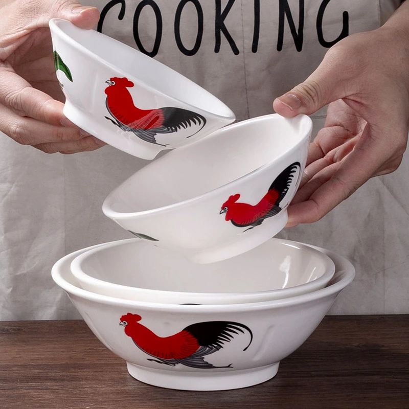 陶瓷公鸡碗怀旧经典老式鸡公碗公鸡寸斗碗早餐碗汤面碗复古道具碗