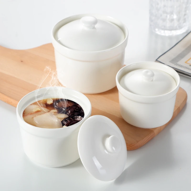 燕窝炖盅 陶瓷带盖汤盅隔水燕窝糖水盅白瓷甜品瓷盅沙县小吃炖盅