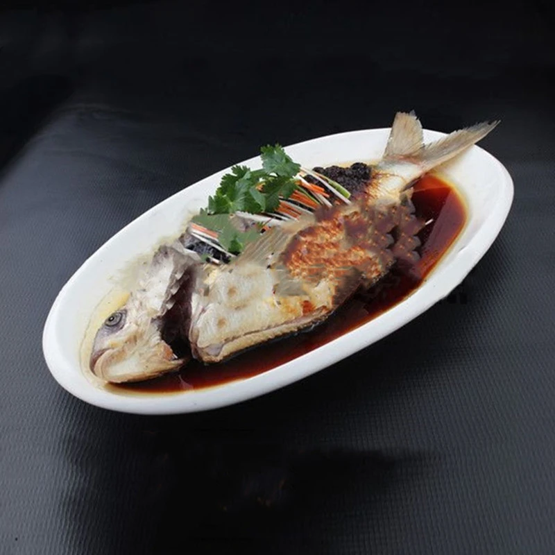 陶瓷鱼盘 创意菜盘 剁椒鱼头盘鱼形盘酒店宴会餐厅饭店旦形鱼盘