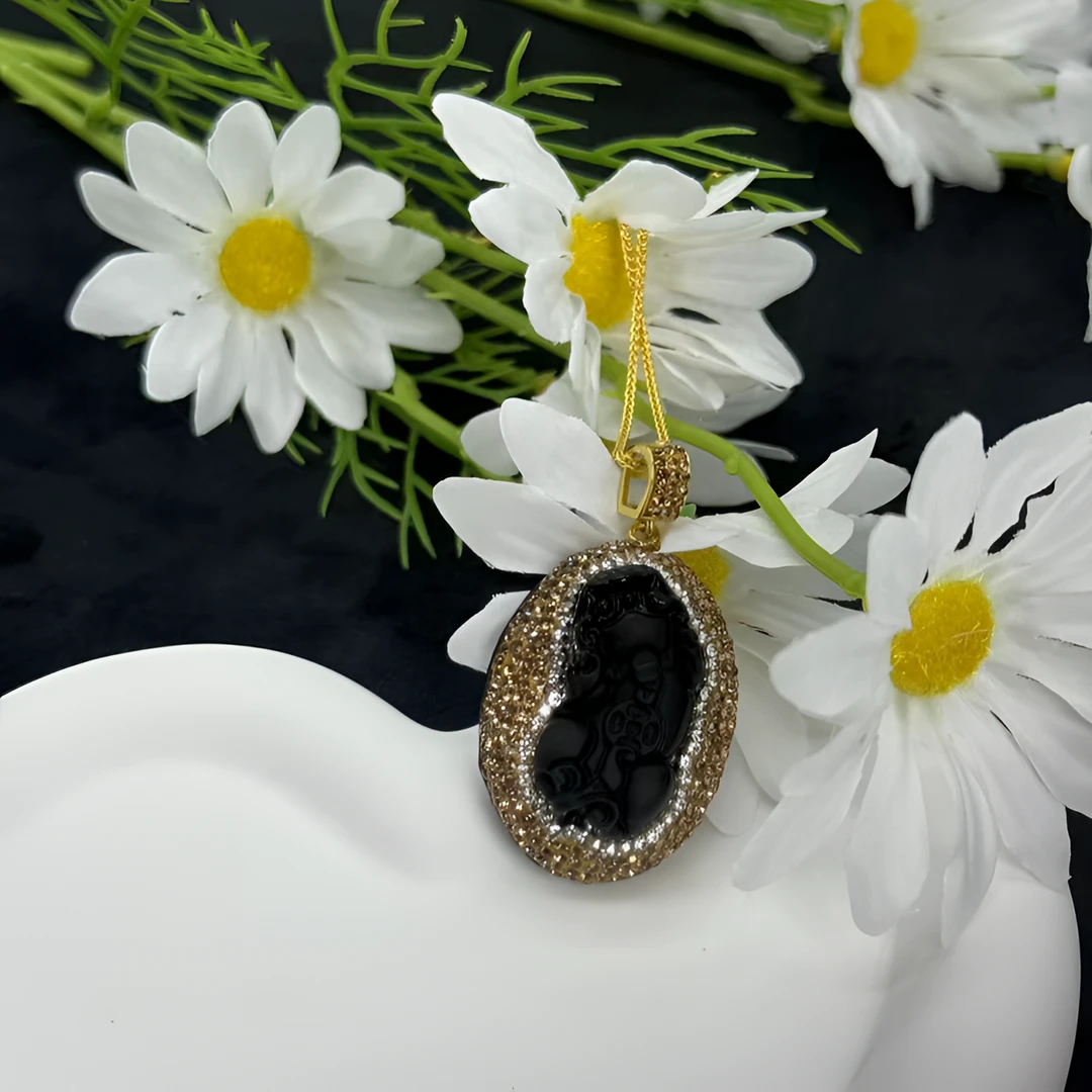 铜合金合成锆石吊坠 SY 欧美时尚轻奢饰品 精美雕刻 黑色貔貅吊坠