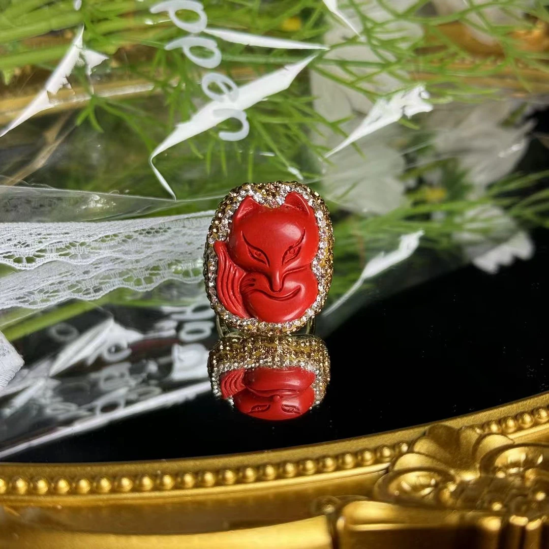 铜合金合成锆石戒指 鸿运当头ZS九尾狐戒指 手工时尚轻奢气质精致