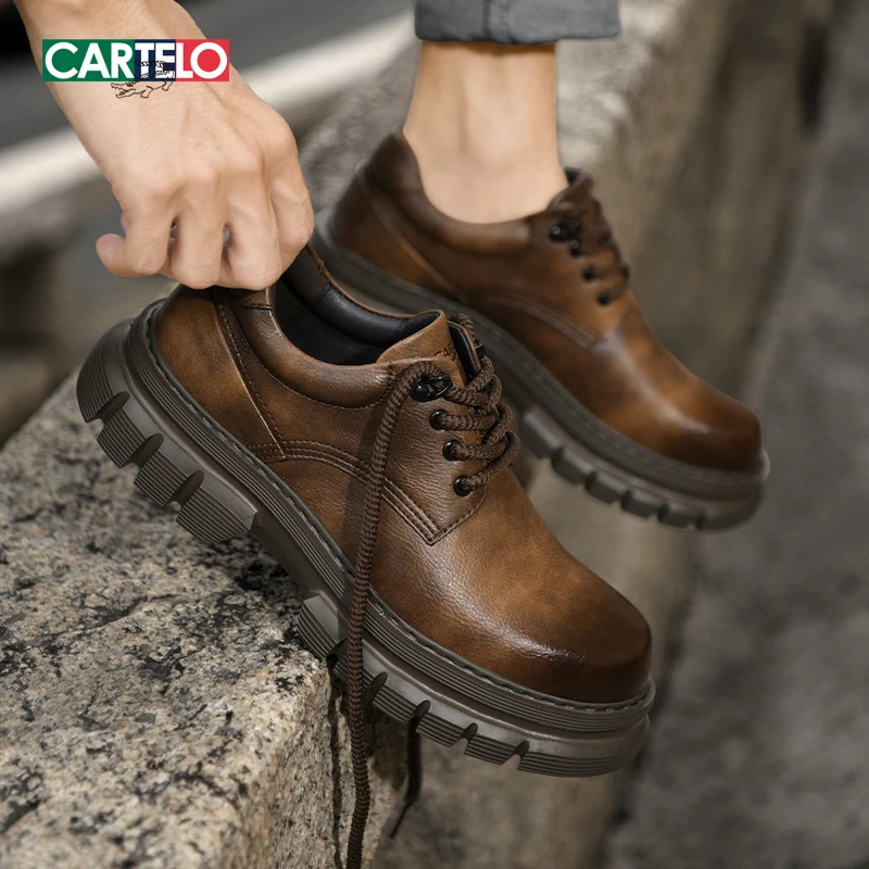 卡帝乐鳄鱼男鞋四季软底软面潮流时尚百搭大头鞋厚底低帮工装鞋男