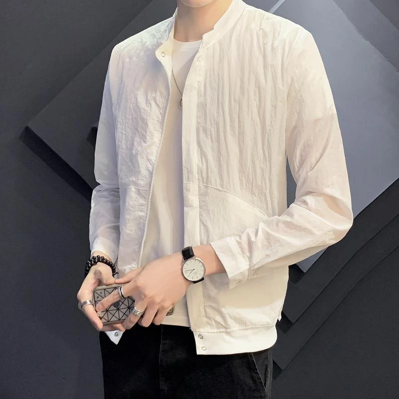 潮牌夏季新款防晒衣夹克立领外套男士韩版薄款透气防晒服开衫风衣