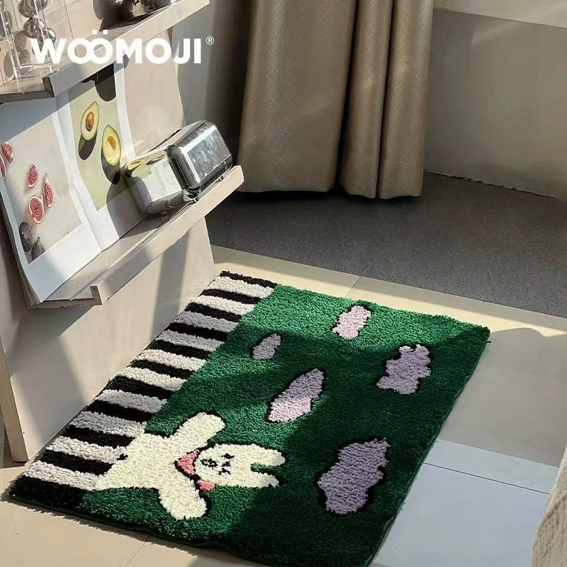 绿地钢琴沙发客厅卧室床边小兔子小地毯垫加厚吸水防滑50*80cm