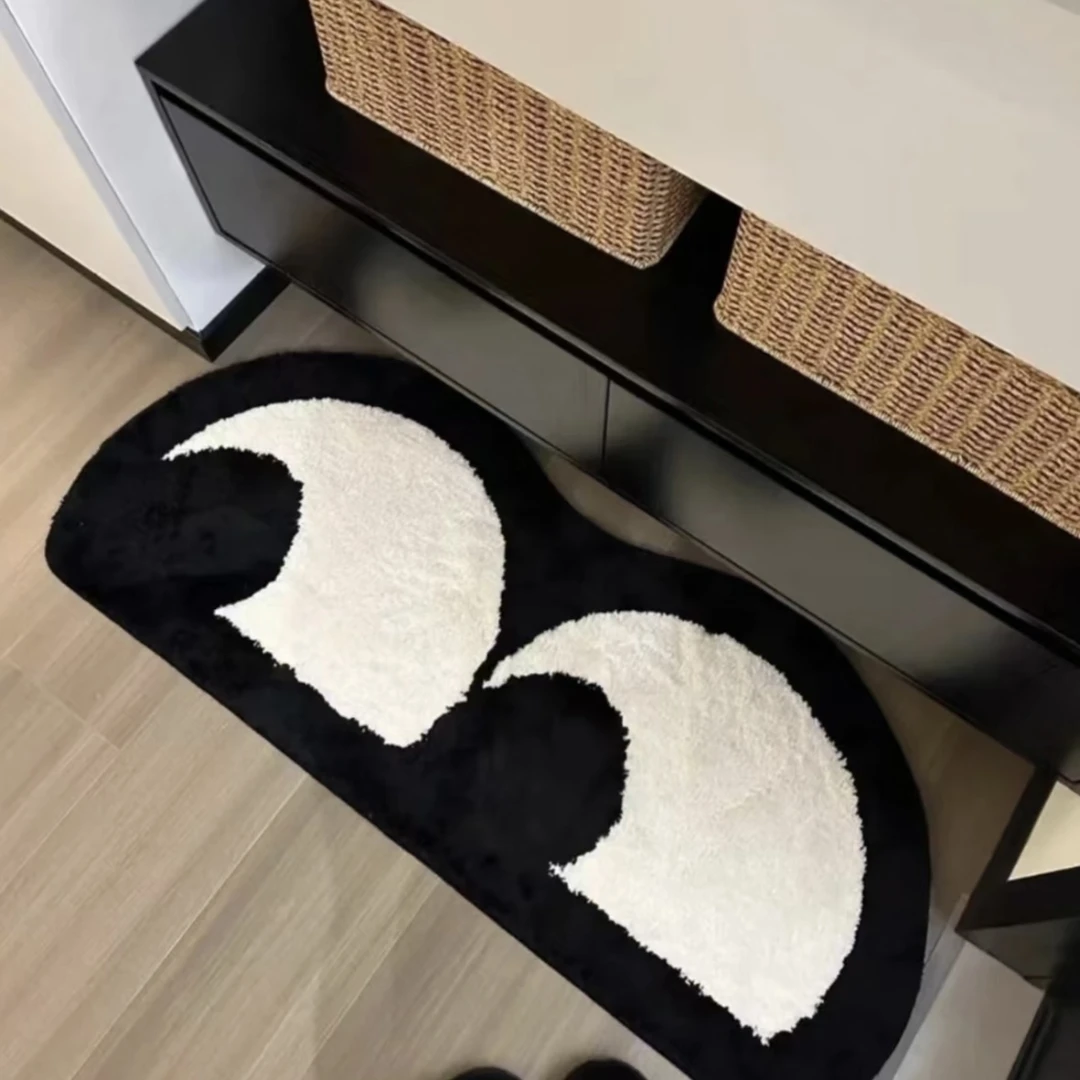 网红爆款床边毯黑白风眼睛地毯卧室客厅窗边地垫60*90cm