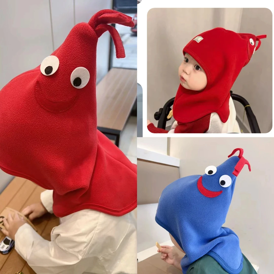 可爱儿童公鸡帽秋冬保暖防风护耳套头帽婴幼儿宝宝帽子围巾一体帽