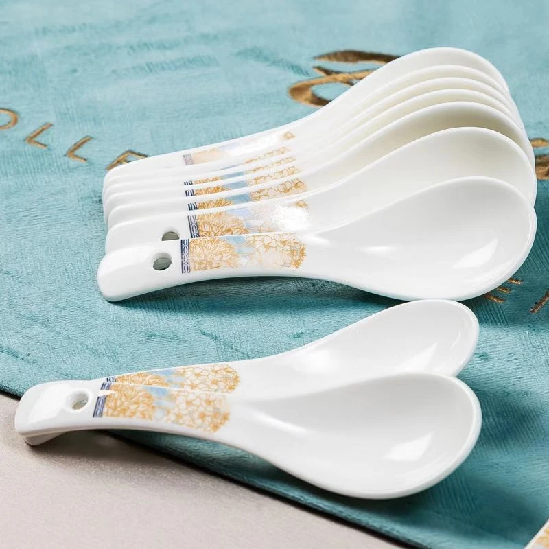 陶瓷小汤勺家用汤匙微波炉适用时光漫步小勺子10只