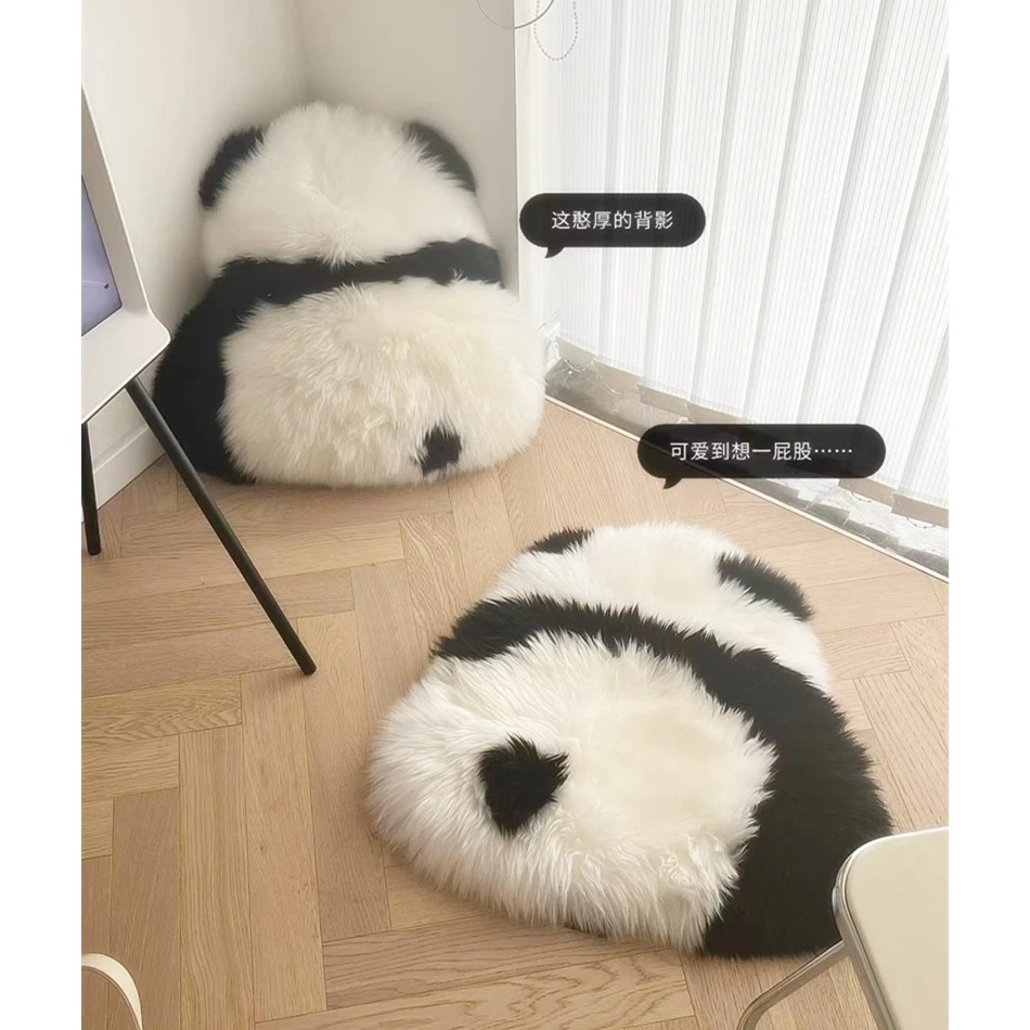 德德维芙可爱熊猫飘窗坐垫皮毛一体沙发抱枕羊毛靠垫ins风女生家