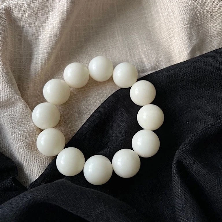 天然菩提子度母圆珠白玉菩提根绕指柔手串手把件佛珠饰品男女情侣