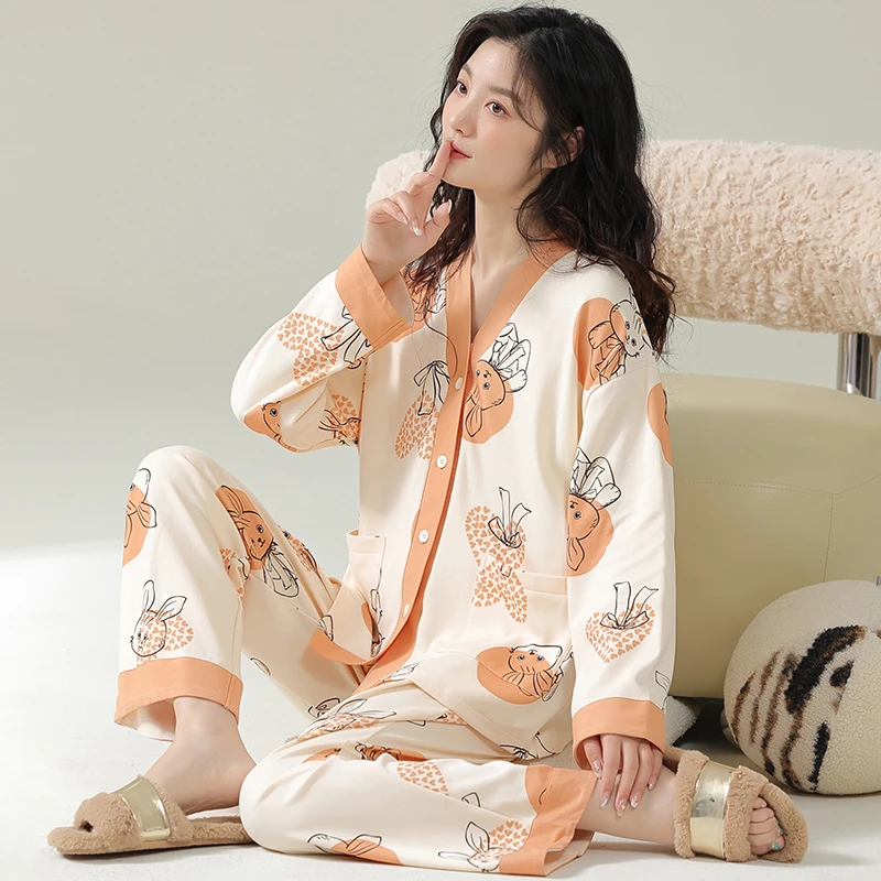 2023新款网红可外穿睡衣女可爱甜美爆款家居服长袖日系春秋季套装