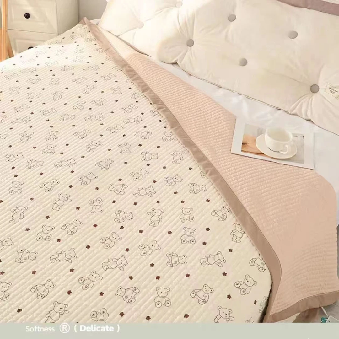 150cm-400cm  2024款A类母婴水洗棉床盖炕盖韩式床单爆款绗缝夹棉
