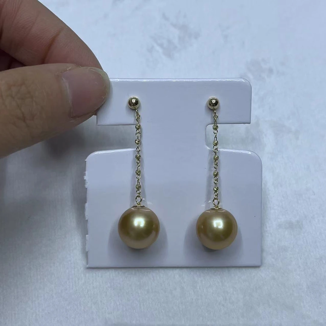 非金属耳饰 海水耳钉金珠波钉长款10-11mm