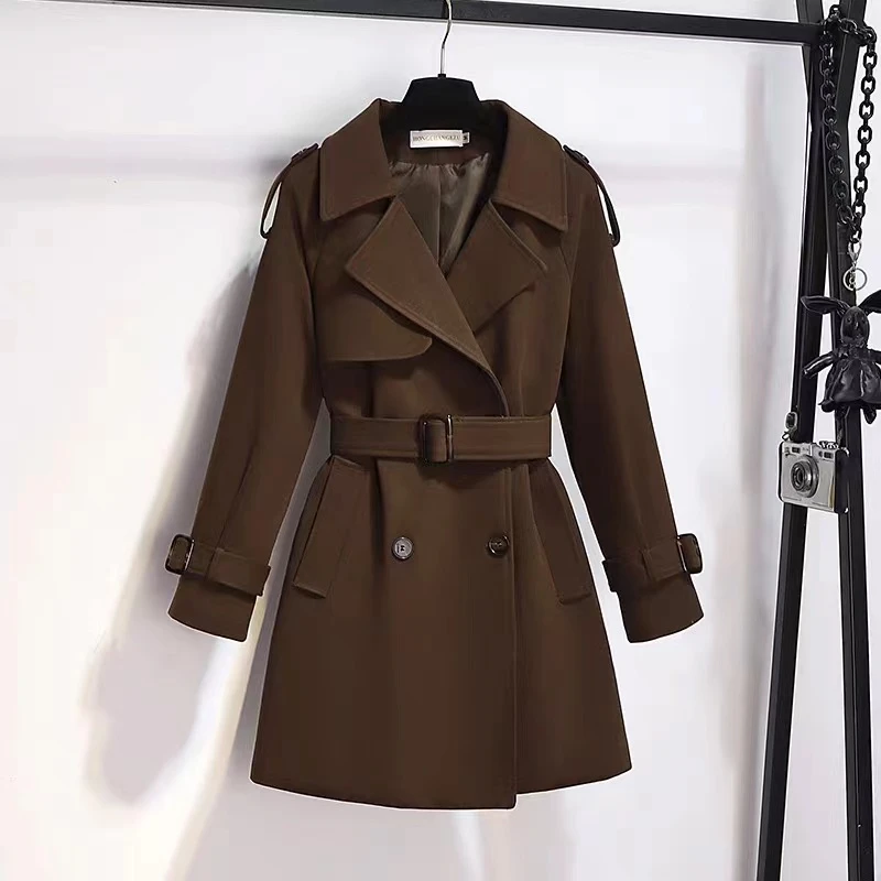 小个子中长风衣女2025秋冬新款韩系高级感赫本风气质显瘦时尚外套