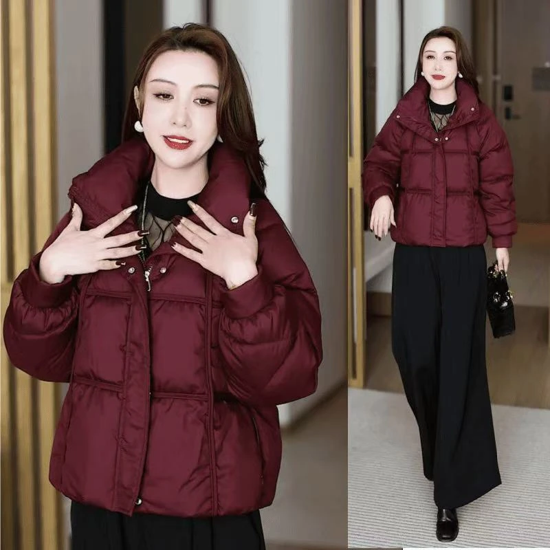 短款羽绒棉服女2024冬季新款小个子加厚保暖宽松洋气立领面包服