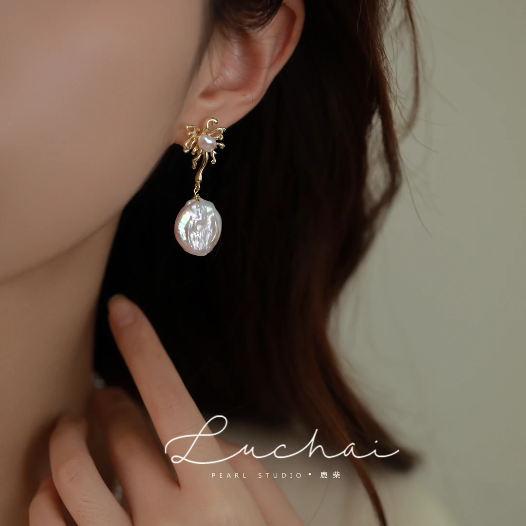 异形巴洛克异形白珍珠耳坠耳饰耳钉女轻奢高级感秋冬气质新款耳环