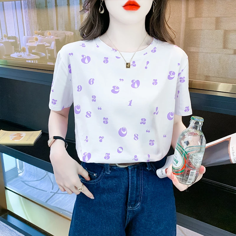 短袖正肩宽松t恤女装潮夏季印花时尚小衫设计感小众百搭休闲t恤