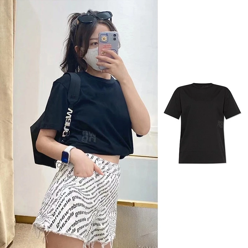 全新未使用  ALEXANDER WANG 黑色侧边发泡WANG字T恤