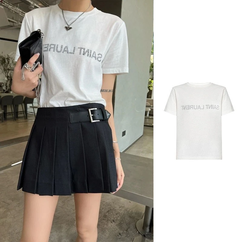 全新未使用 Saint Laurent Paris 倒叙字幕T恤 665234-Y37AW-9744