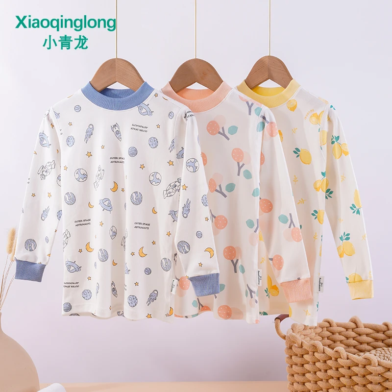小青龙儿童秋冬薄款保暖上衣纯棉单件秋衣男女童棉毛衫单条棉毛裤