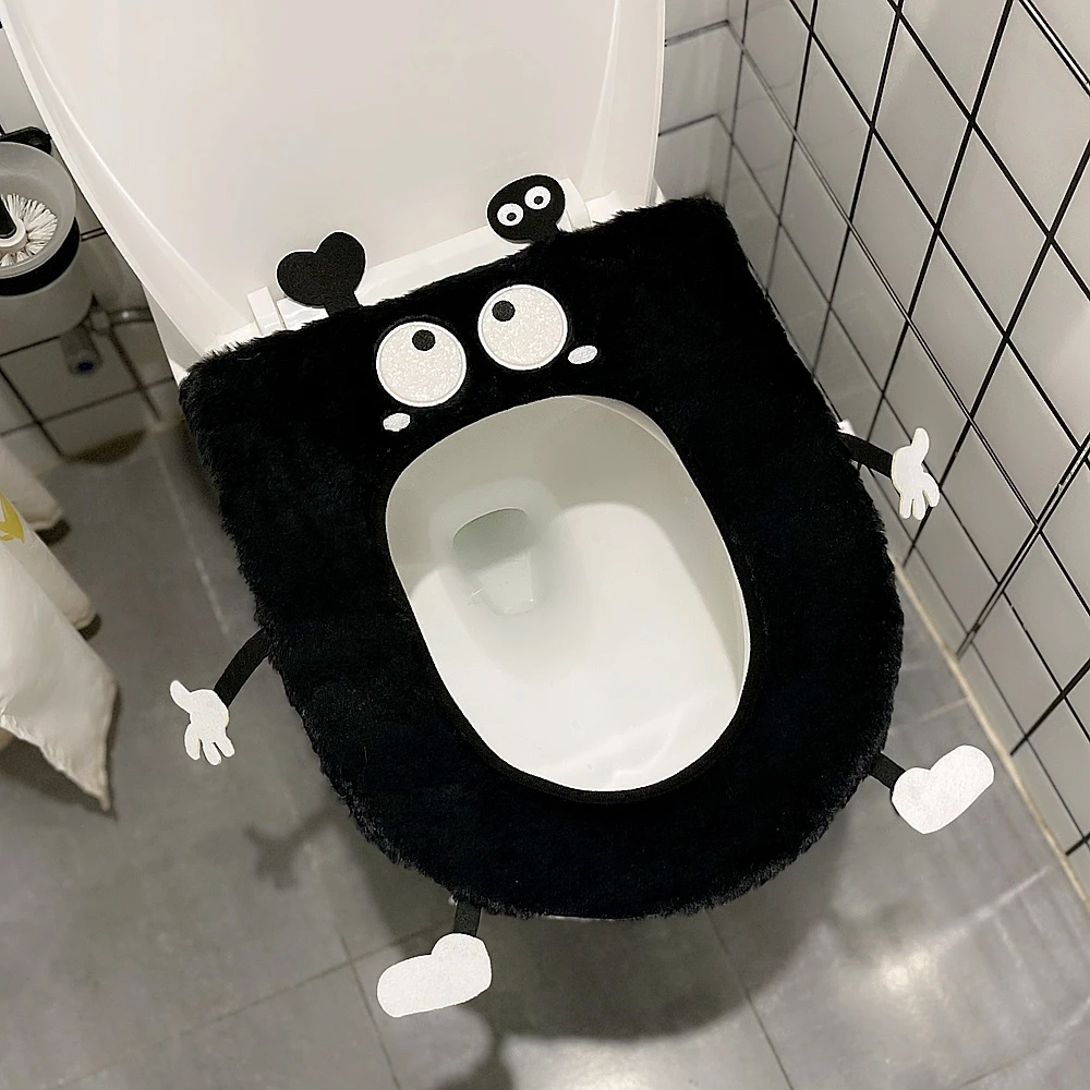卡爱卡通煤球马桶坐垫四季通用坐便贴坐便器垫子家用粘贴式马桶垫