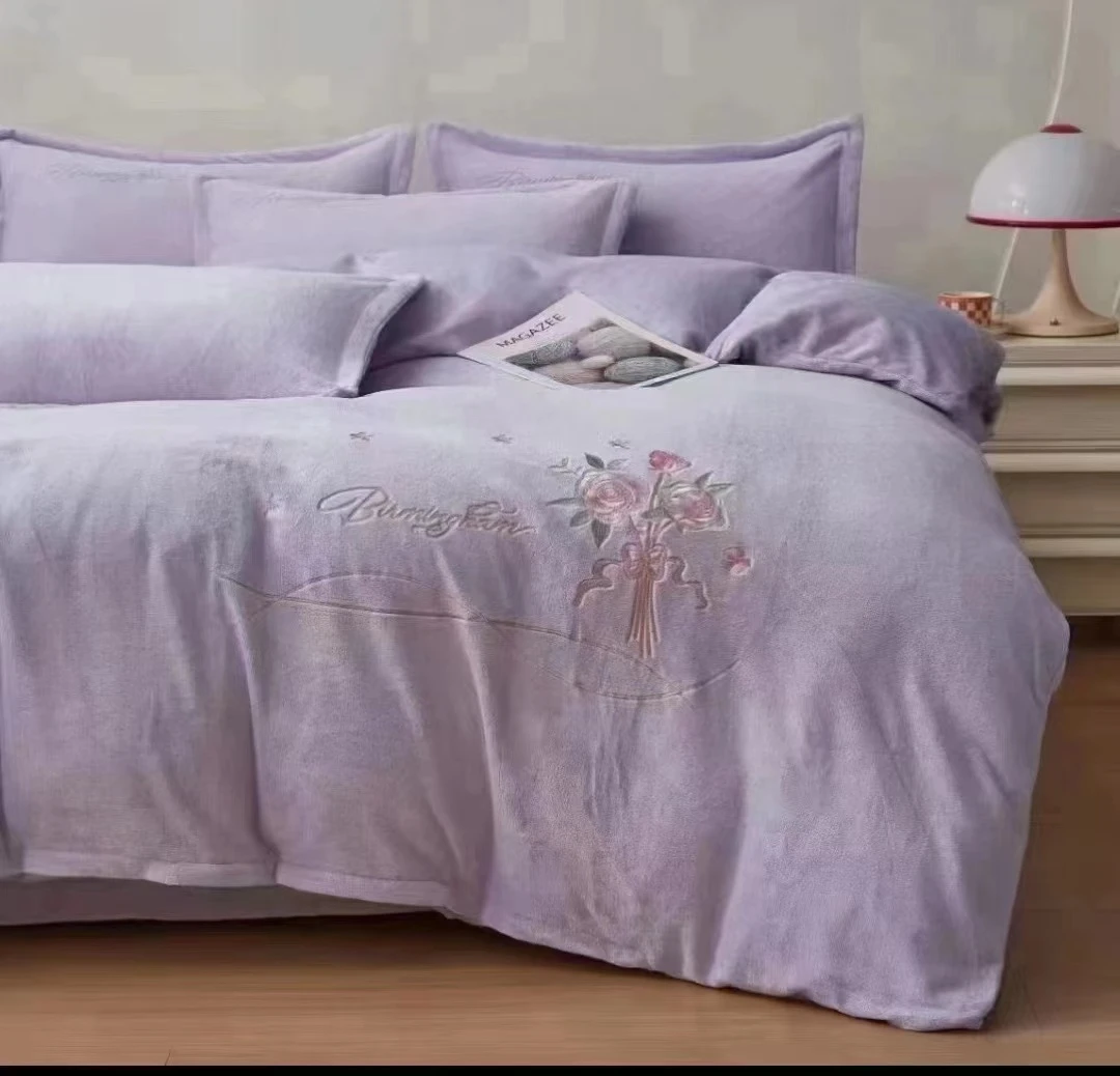 【撤柜清仓】刺绣牛奶绒被套加厚加密防静电多功能高克重双面绒被套