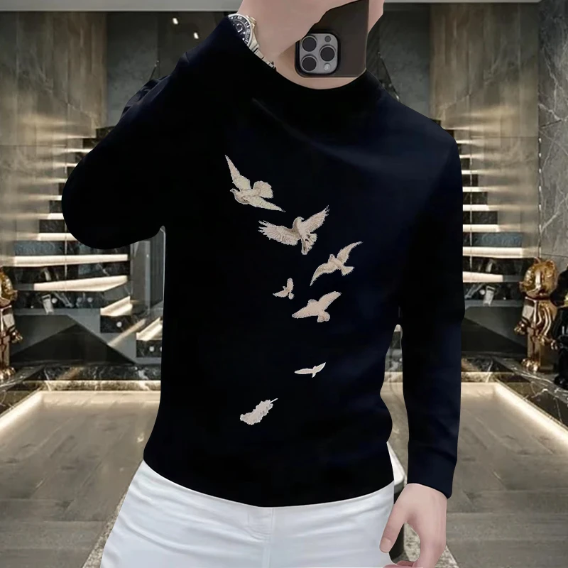 个性潮流重磅圆领卫衣痞帅街头宽松休闲秋季印花时尚男士潮流卫衣