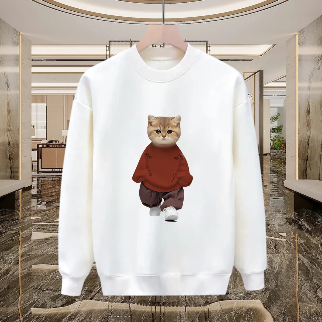 美式痞帅潮流宽松简约百搭长袖大码卫衣-秀猫休闲圆领上衣印花